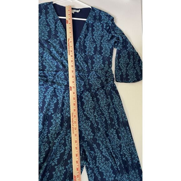 Boden size 8 Blue Floral Pant Jumpsuit Romper Wide Leg Maxi Pants Stretch - Picture 7 of 12